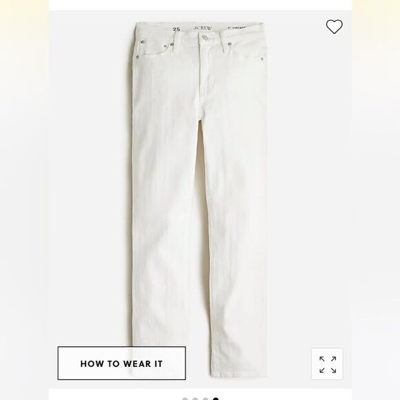 J. Crew 9" vintage slim-straight jean in white wash* - Picture 1 of 8